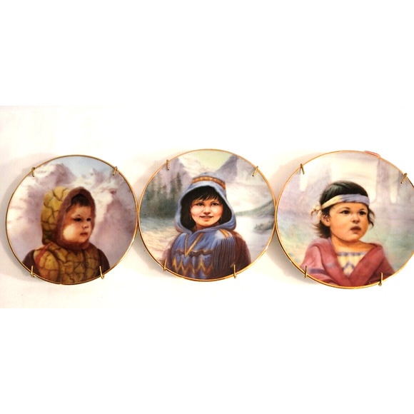 Native American Children's Portraits on 4 inch plates by Perillo by Artaffects - Picture 3 of 7